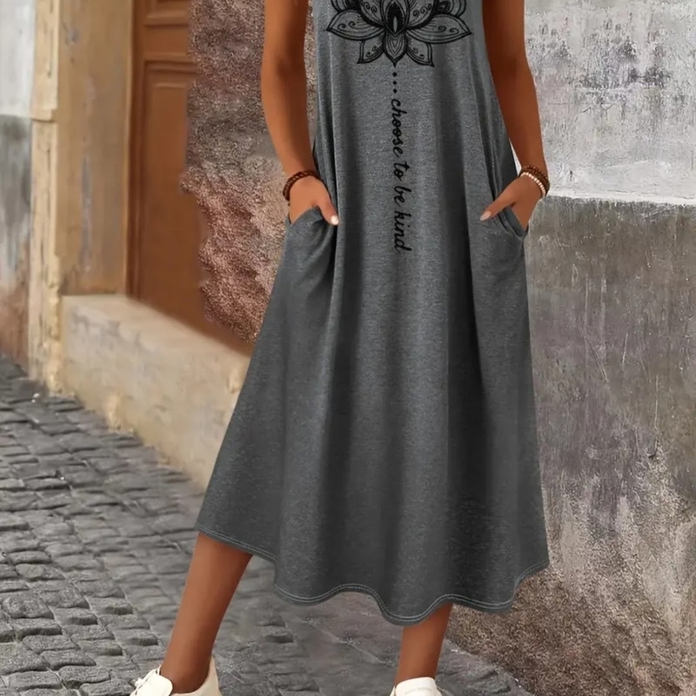 Gray dress sleeveless with pockets - Picture 4 of 4